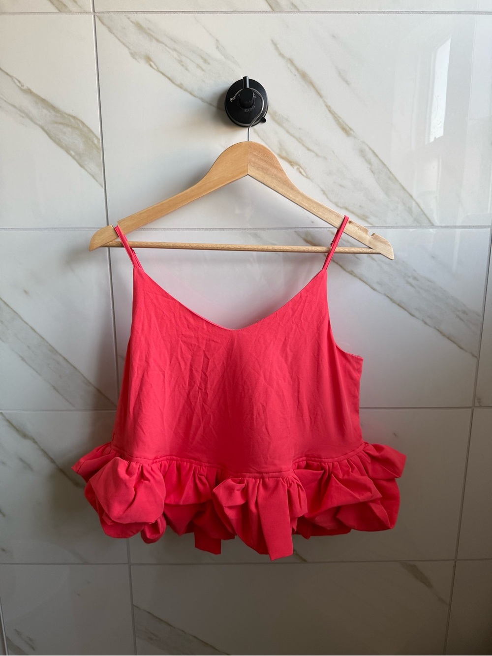 entro Coral Pink Ruffle-Hem Spaghetti Strap Camisole